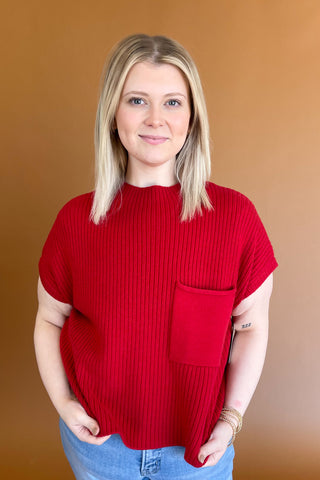 Melly Sweater Top In Red