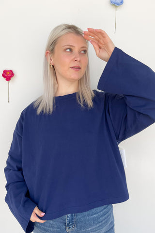 Tania Long Sleeve Top In Navy