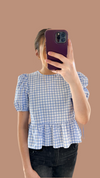 Marie Plaid Top in Blue