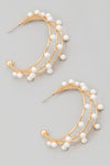 Layered Pearl Station Hoop Earrings