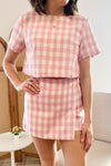 Pink Roses Gingham Skort