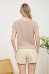 Split Neck Knit Pullover Khaki