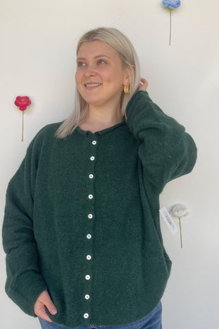 In The Works Cardigan in Forest Green
