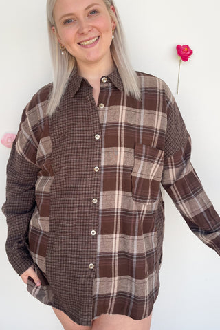 Bere Plaid Top In Brown