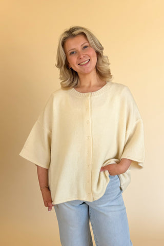 Ashley Cardigan Top in Cream +