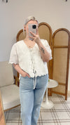 Calm Refelction Lace Trim Woven Top