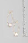 Metallic Wire Pearly Bead Hoop Earrings