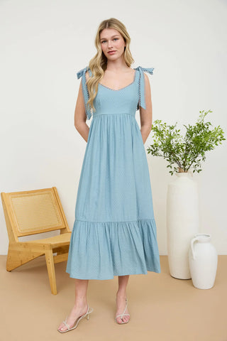 Scallop Eyelet Midi Dress