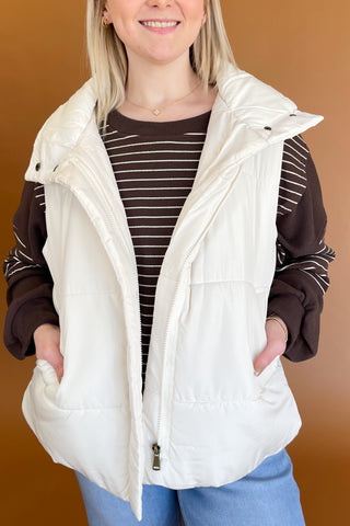 Zara Puffer Vest in Ivory RT