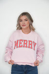 Merry Christmas Sweatshirt in Pink