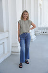 High Rise Crop Utility Straight Jeans