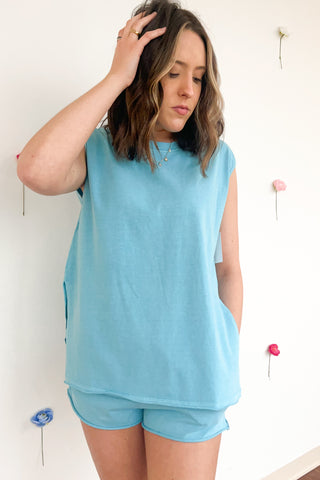 Calm My Mind Top in Blue