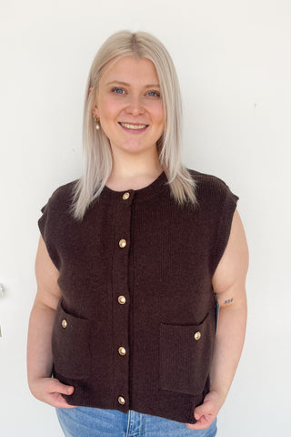 Emily Vest Top in Brown
