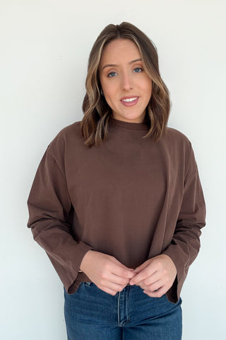 Tania Long Sleeve Top In Mocha