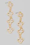 Metallic Clover Chain Earrings // gold & silver