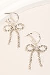 Pave Ribbon Hoop Earrings in Silver