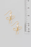 Disc Gem Ribbon Bow Dangle Earrings