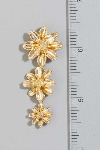 Triple Flower Dangle Chain Earrings