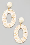 Raffia Braided Oval Hoop Earrings // Black - Fuchsia - Ivory