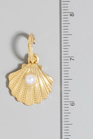 Pearl Stud Clam Charm Hoop Earrings