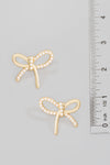 Pearl Pave Ribbon Bow Stud Earrings