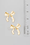 Solid Ribbon Bow Stud Earrings // Gold - Silver