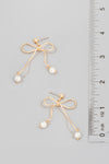 Pearl Charms Metallic Wire Ribbon Earrings