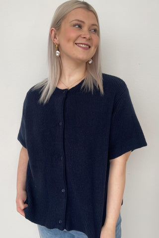 Antigua Sweater Top in Navy