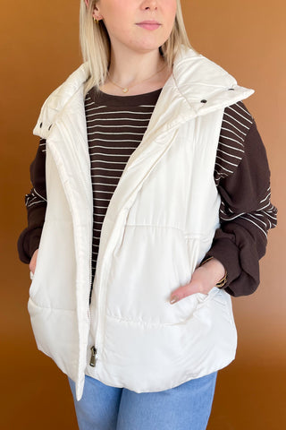 Zara Puffer Vest in Ivory RT