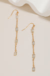 Rectangle Rhinestone Chain Earrings // Gold - Silver
