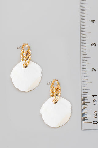 Seashell Clam Dangle Hoop Stud Earrings