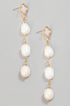 Triple Pearl Bead Chain Dangle Earrings