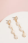 Triple Pearl Bead Chain Dangle Earrings