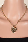 Studded Shining Heart Pendant Chain Necklace