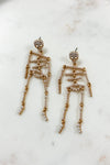 Pearl Embellished Dangley Skeleton Earrings