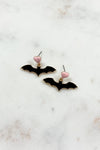 Bat Pink Heart Earrings