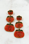 Tiered Beaded Pumpkins Earrings