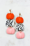 Pink Speckled Tiered Pumpkin Earrings