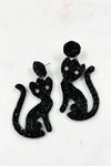 Black Beaded Cat Earrings