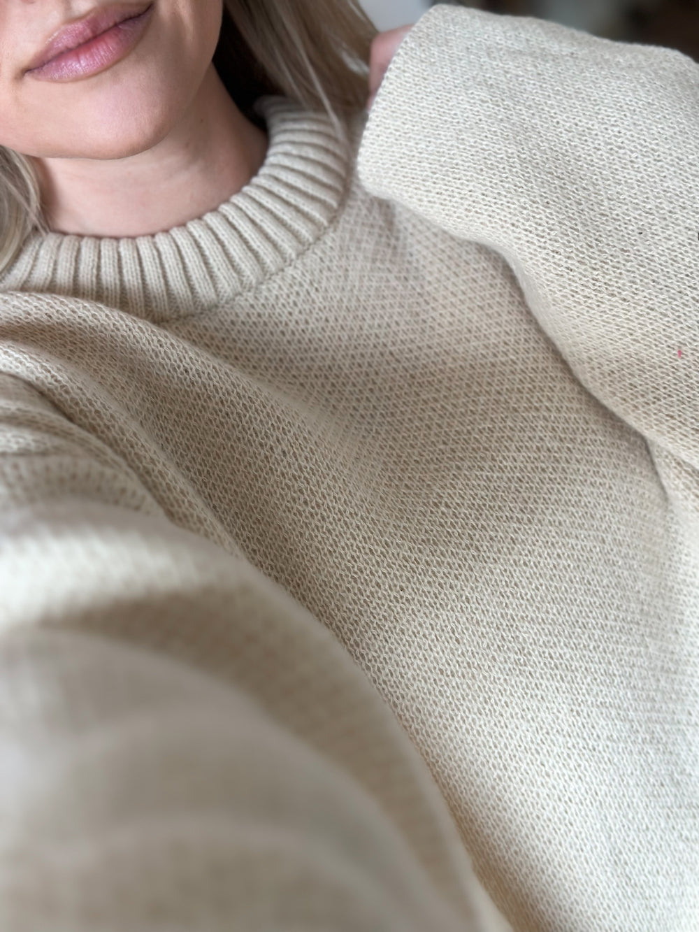 The Nu Vintage - Luna Leather Star Sweater Taupe main image 0