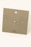 Mini Rhinestone Charms Layered Chain Necklace in Silver