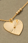 Single Stud Shining Heart Pendant Chain Necklace Gold