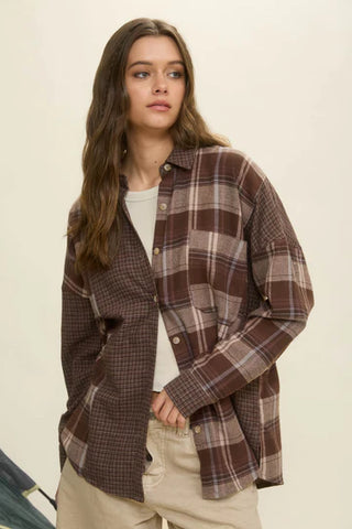 Bere Plaid Top In Brown