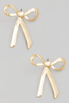 Metallic Bow Tie Ribbon Post Earrings // Gold - Silver