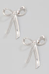 Metallic Bow Tie Ribbon Post Earrings // Gold - Silver