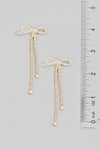 Rhinestone Bow Tie Stud Earrings // Gold - Silver