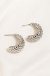 Mesh Engraved Beveled J Hoop Earrings