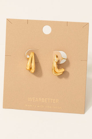 Layered J Hoop Earrings