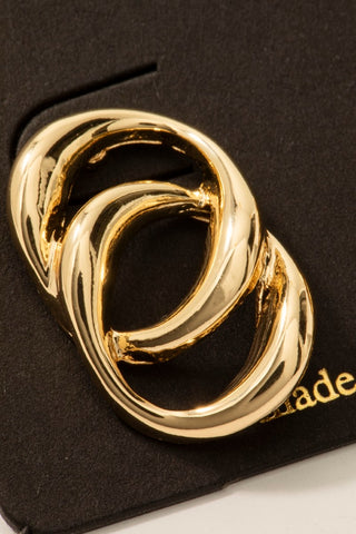 Double Chain Link Stud Dangle Earrings- Gold