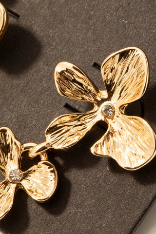 Textured Double Flower Dangle Earrings